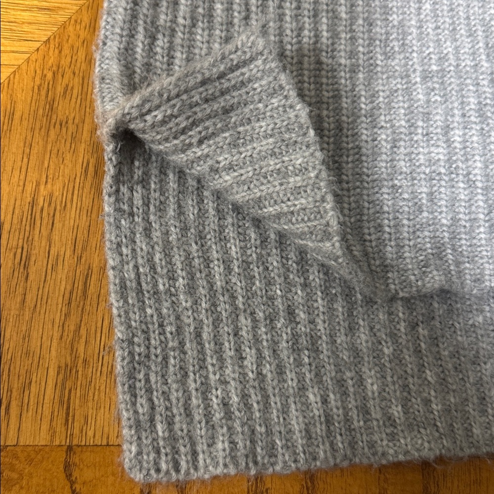 MICHAEL KORS PEARL HEATHER GREY COLOR BLOCK MOCK TURTLENECK SWEATER - Picture 9 of 11